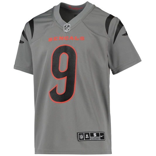 Boys' Grade School Joe Burrow Nike Bengals Inverted Team Game Jersey - Grey