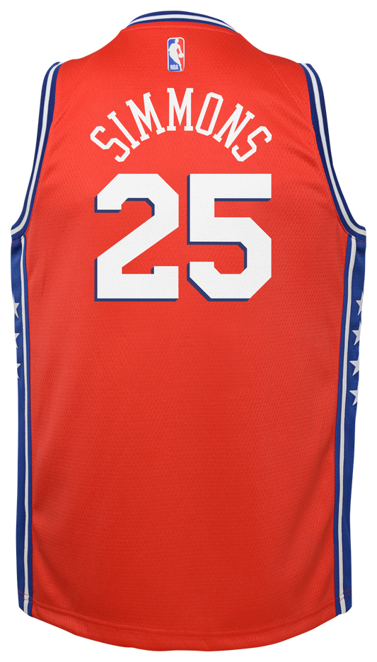 Boys' Grade School Simmons Ben Jordan 76ers Statement Swingman Jersey - Red