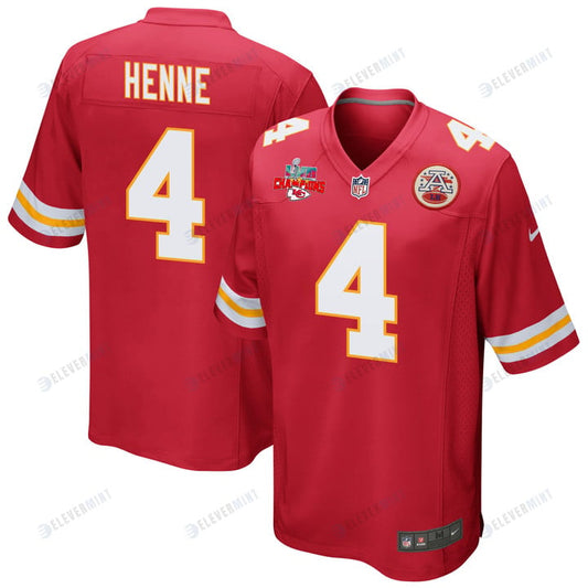 Chad Henne 4 Kansas City Chiefs Super Bowl LVII Champions 3 Stars Men Game Jersey - Red