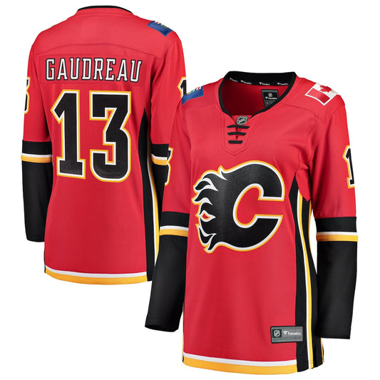 Women's Johnny Gaudreau Fanatics Flames Home Breakaway Jersey - Red