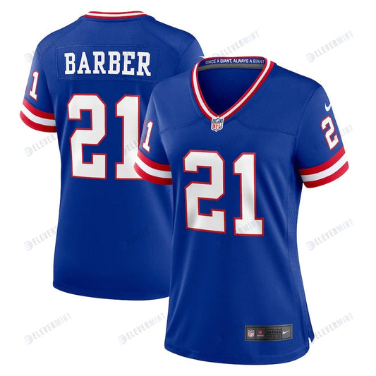 Tiki Barber 21 New York Giants Women Classic Retired Game Jersey - Royal