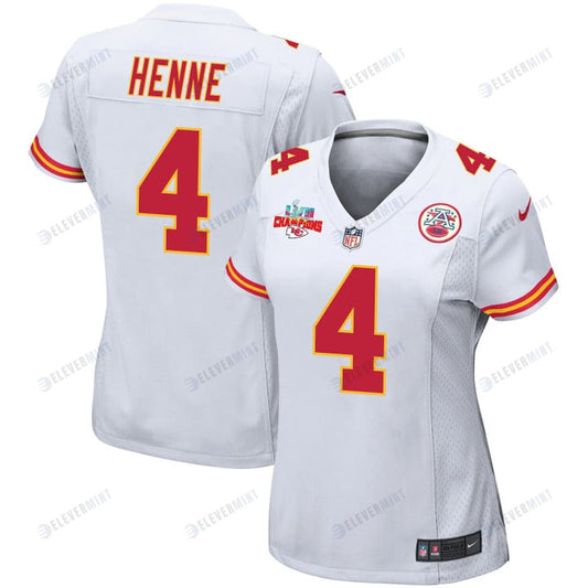 Chad Henne 4 Kansas City Chiefs Super Bowl LVII Champions 3 Stars Women Game Jersey - White