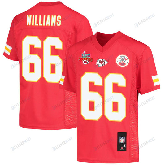 Brandon Williams 66 Kansas City Chiefs Super Bowl LVII Champions 3 Stars Youth Game Jersey - Red