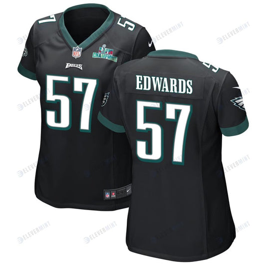 T.J. Edwards 57 Philadelphia Eagles Super Bowl LVII Champions Women Game Jersey - Black