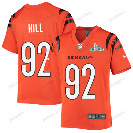 B.J. Hill 92 Cincinnati Bengals Super Bowl LVII Champions Youth Alternate Game Jersey - Orange