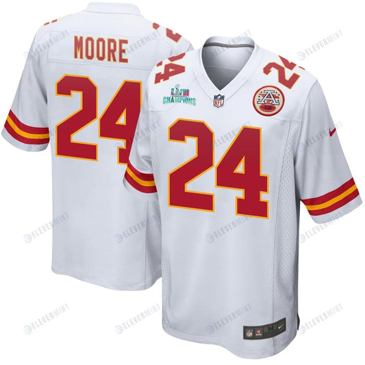 Skyy Moore 24 Kansas City Chiefs Super Bowl LVII Champions Men Game Jersey - White