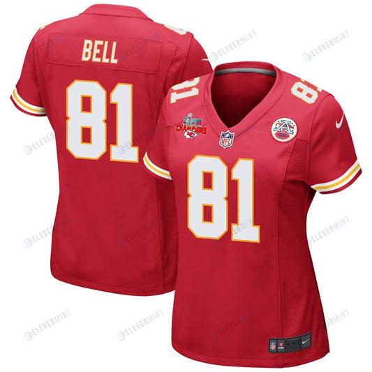 Blake Bell 81 Kansas City Chiefs Super Bowl LVII Champions 3 Stars Women Game Jersey - Red