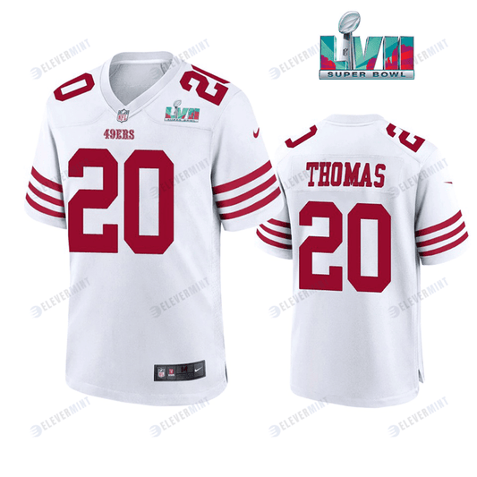 Ambry Thomas 20 San Francisco 49Ers Super Bowl LVII Men Game Jersey- White