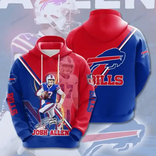 Buffalo Bills Josh Allen 7 Pattern Printed Pullover Hoodie