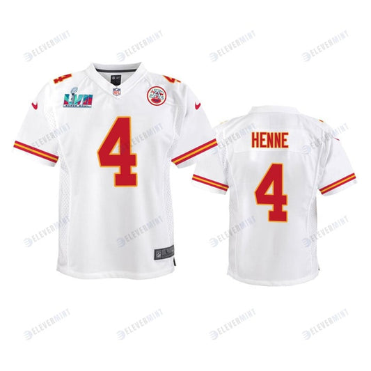 Chad Henne 4 Kansas City Chiefs Super Bowl LVII Game Jersey - Youth White