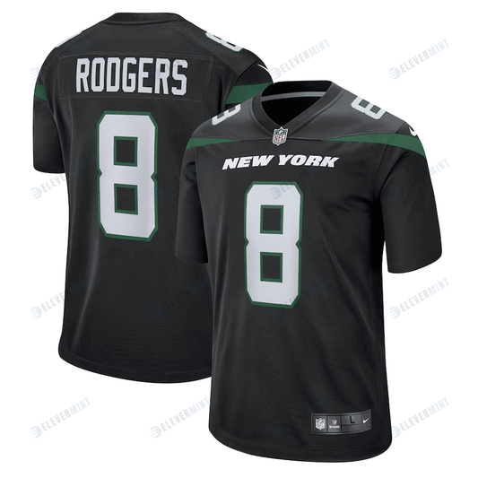 Aaron Rodgers 8 New York Jets Men Game Jersey - Black