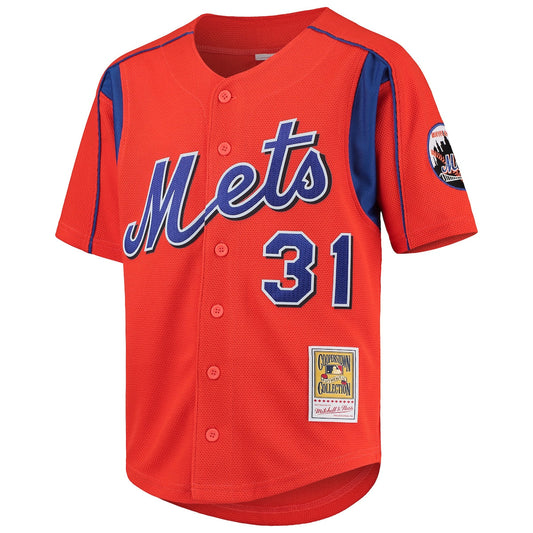 Boys' Grade School Mike Piazza Mitchell & Ness Mets Cooperstown Batting Practice Jersey - Orange