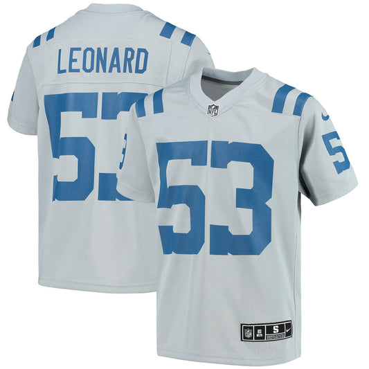 Youth Indianapolis Colts Shaquille Leonard Inverted Team Game Jersey Gray