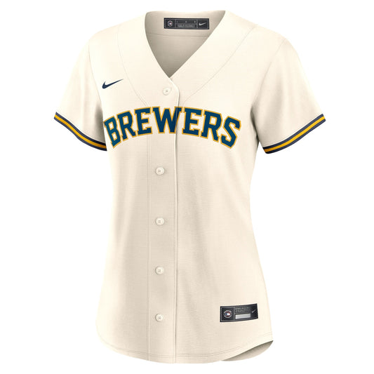 Women's Christian Yelich Nike Brewers Home Replica Jersey - Off White