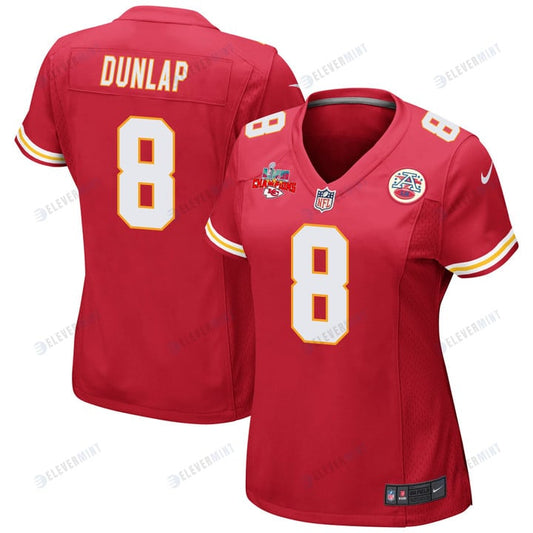 Carlos Dunlap 8 Kansas City Chiefs Super Bowl LVII Champions 3 Stars Women Game Jersey - Red