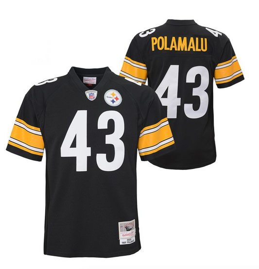 Youth Pittsburgh Steelers Troy Polamalu Mitchell & Ness Black Retired Player Legacy Replica Jersey