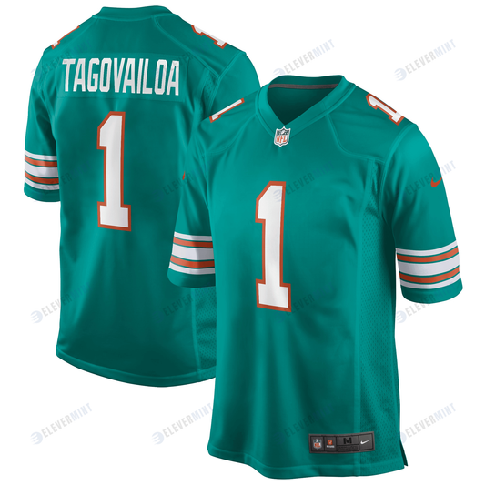 Tua Tagovailoa 1 Miami Dolphins Alternate Game Jersey - Aqua Jersey