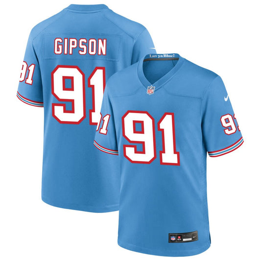 Trevis Gipson Tennessee Titans Nike Oilers Throwback Game Jersey - Light Blue