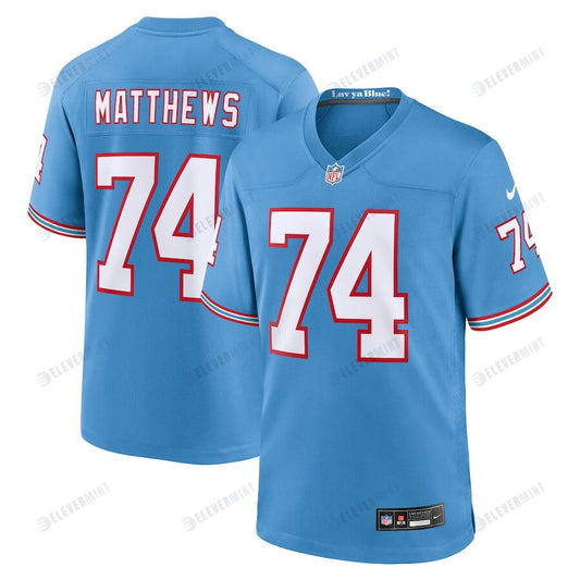 Bruce 74 Matthews Tennessee Titans Men Oilers Throwback Retired Game Jersey - Light Blue